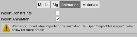 Animation предупреждения об импорте