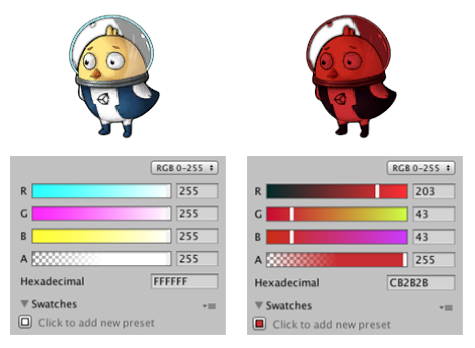 Настройка цвета Sprite с помощью Sprite Renderer