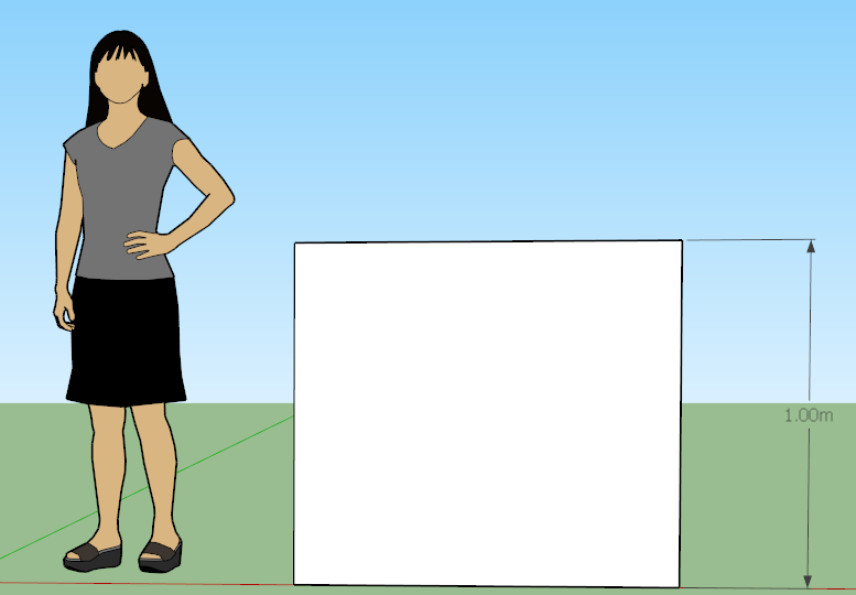 SketchUp файл с кубом, установленным на 1м в высоту