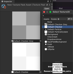 Список текстур, которые не используют ListView, отображается в Unity Editor.