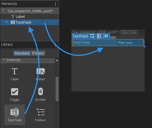 Добавить текстовое поле в UI