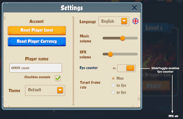 Стилизованный слайд-переключатель из UI Toolkit Sample -- Dragon Crashers