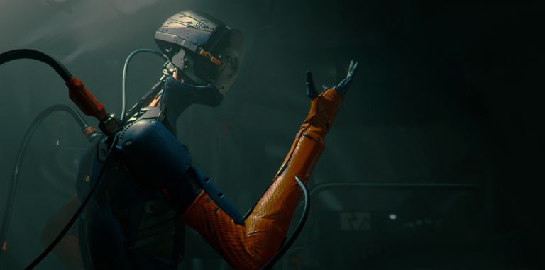 Сцена из короткометражного фильма «Адам», созданного с помощью встроенного Render Pipeline. Робот изучает свою руку и ногу.