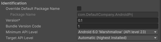 Настройки идентификации для платформы Android 