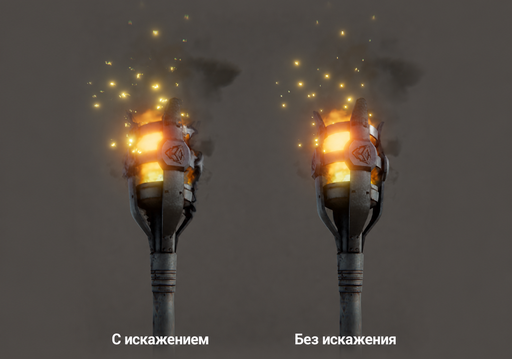 Слева: Огонь с искажением. Права: Огонь с искажением.