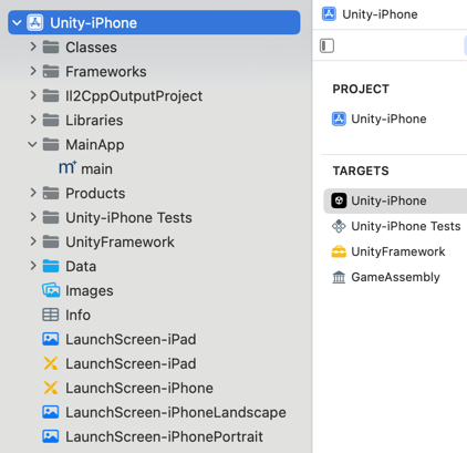 Unity iOS Структура проекта Xcode