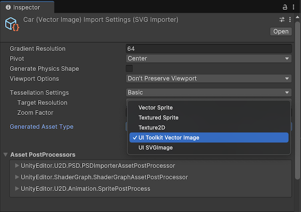 С пакетом Векторная графика вы можете тестировать с помощью SVG изображений для вашей игры или UI в ограниченном объеме.