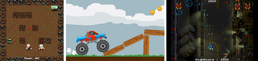 Некоторые примеры типичных типов игр 2D
