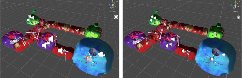 Слева: значки в режиме 3D. Права: значки в режиме 2D.