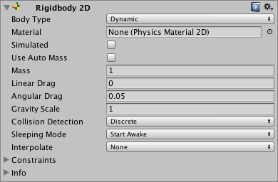 Компонент Rigidbody 2D