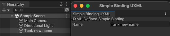 Отображает окно Unity Editor с пользовательским полем для изменения имени GameObject.