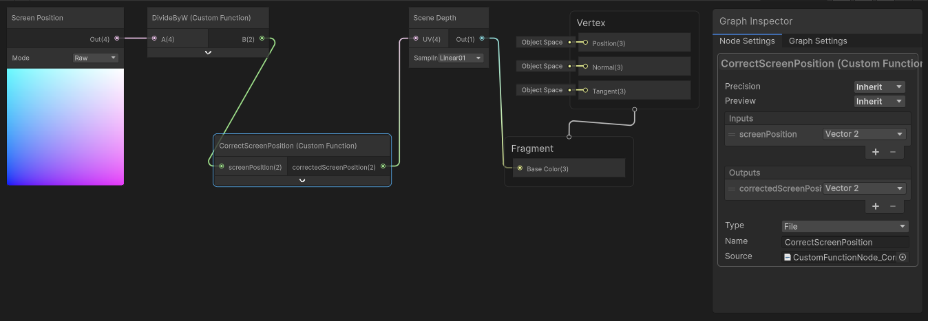 Shader Graph, который преобразует необработанные координаты UV с узлами пользовательской функции