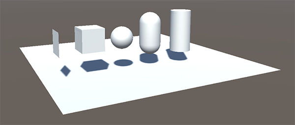 Примитивные формы доступны в Unitys GameObject menu