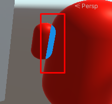 Капсула с прикрепленной меньшей капсулой. Renderer Feature рендирует часть большей капсулы, используя синий материал, потому что он находится за меньшей частью.