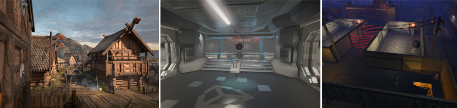 Некоторые 3D сцены из примерных проектов Unity на Asset Store