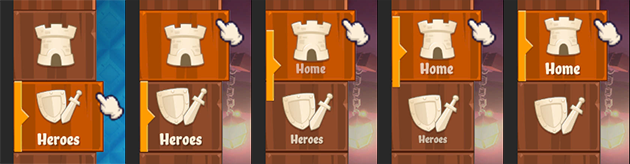 Кнопки меню в UI Toolkit Пример -- Dragon Crashers используют PointerEventClick для запуска некоторых ручных переходов.