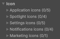 Настройки значков для iOS.