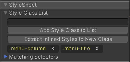 StyleSheet раздел Inspector